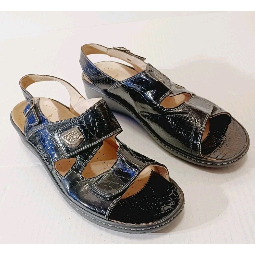 Fidelio Hallux Fabia Black Backstrap Bunion Relief  Sandals Size 41/9.5